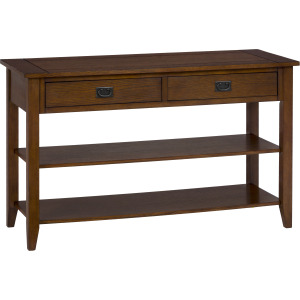 Mission Oak Sofa or Media Table with 2 Drawers and 2 Shelves