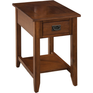 Mission Oak Chairside Table with 1 Drawer and 1 Shelf
