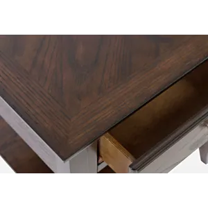 Modern Espresso Traditional End Table With Drawer And Shelf
