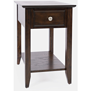 Espresso Chairside End Table with Drawer Shelf