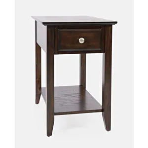 Espresso Chairside End Table with Drawer Shelf