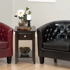 Modern Chairside Complete End Table With Shelf And Drawer