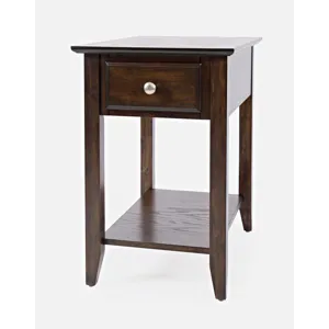 Modern Chairside Complete End Table With Shelf And Drawer