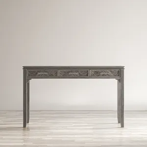 Gramercy Mid-Century Modern Chevron Three Drawer USB Charging Desk