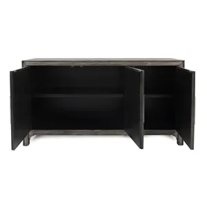 Gramercy Mid-Century Modern Chevron Three Door 60\" Accent Cabinet