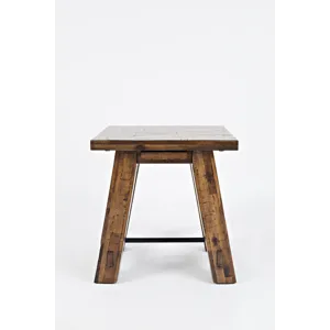 Cannon Valley Rustic Distressed Industrial Trestle End Table
