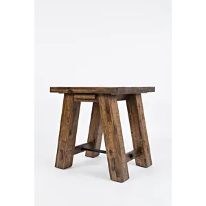 Cannon Valley Rustic Distressed Industrial Trestle End Table
