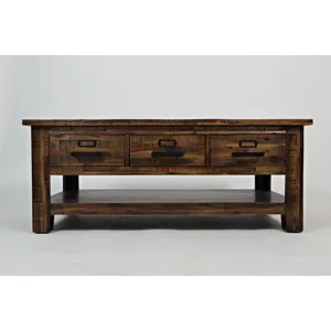 Cannon Valley Distressed Industrial Three Drawer 48\" Coffee Table