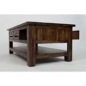 Cannon Valley Distressed Industrial Three Drawer 48\" Coffee Table