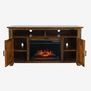 Cannon Valley Industrial Modern 60\" Storage Console TV Stand With Electric Fireplace