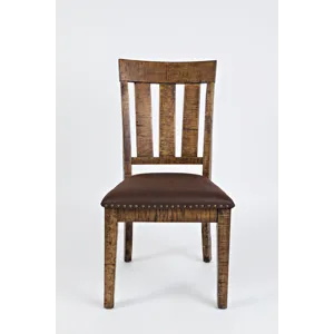 Cannon Valley Distressed Industrial Distressed Wood Dining Chair With Upholstered Seat(Set Of 2)