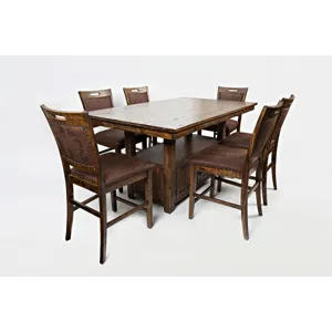 Cannon Valley Rustic Industrial Brown 72\" Table And 6 Upholstered Counter Stools
