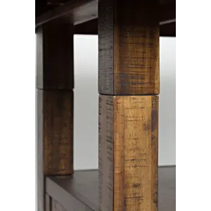 Cannon Valley Distressed Industrial 72\" Distressed Dining Table With Storage Base And Adjustable He