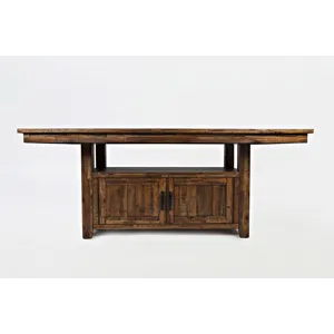 Cannon Valley Distressed Industrial 72\" Distressed Dining Table With Storage Base And Adjustable He