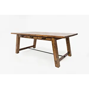 Cannon Valley Rustic Industrial Brown 82\" Table And 4 Slat Dining Chairs And Bench