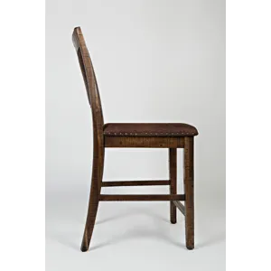 Cannon Valley Distressed Industrial Nailhead Trim Upholstered Back Counter Stool(Set Of 2)