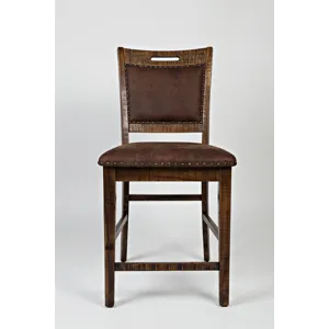 Cannon Valley Distressed Industrial Nailhead Trim Upholstered Back Counter Stool(Set Of 2)