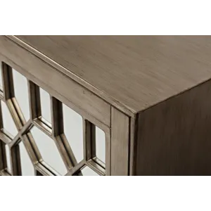 Casa Bella Glam 50\" Mirrored Console Two Door Storage Cabinet Vintage Silver