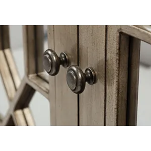 Casa Bella Glam 50\" Mirrored Console Two Door Storage Cabinet Vintage Silver