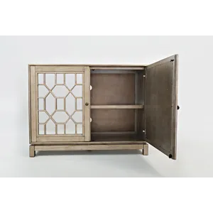 Casa Bella Glam 50\" Mirrored Console Two Door Storage Cabinet Vintage Silver