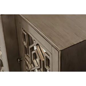 Casa Bella Glam 70\" Mirrored Console Four Door Storage Cabinet Vintage Silver