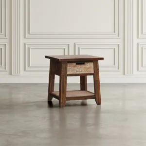 Painted Canyon Rustic Solid Acacia End Table