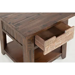 Painted Canyon Rustic Solid Acacia End Table