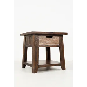 Painted Canyon Rustic Solid Acacia End Table