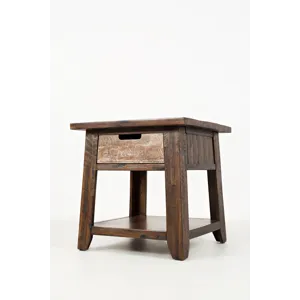 Painted Canyon Rustic Solid Acacia End Table