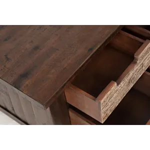 Painted Canyon Rustic Solid Acacia Box Coffee Table With Pull-Through Drawers And Caster Wheels