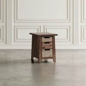 Painted Canyon Rustic Three Piece Living Room Coffee, End Table And USB Charging Table Set