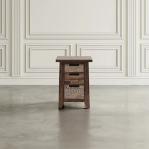 Painted Canyon Rustic Solid Acacia USB Charging End Table