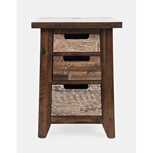 Painted Canyon Rustic Solid Acacia USB Charging End Table