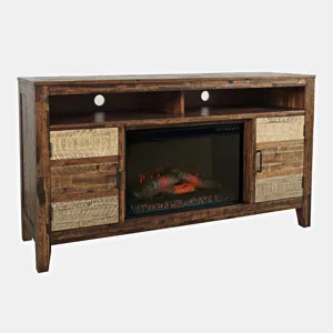 Painted Canyon Rustic 60\" Storage Console TV Stand With Electric Fireplace