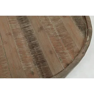 Conundrum Modern Distressed Solid Wood Drum Coffee Table