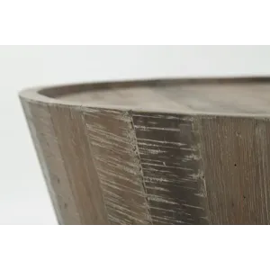 Conundrum Modern Distressed Solid Wood Drum Coffee Table
