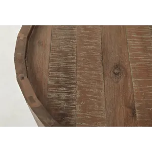 Conundrum Modern Distressed Solid Wood Drum End Table