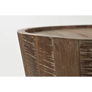 Conundrum Modern Distressed Solid Wood Drum End Table