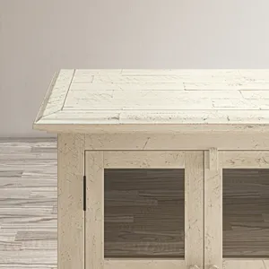 Rustic Shores 54\" Coastal Distressed Acacia Four-Door Credenza Cabinet