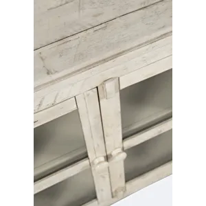 Rustic Shores 54\" Coastal Distressed Acacia Four-Door Credenza Cabinet