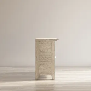 Rustic Shores 54\" Coastal Distressed Acacia Four-Door Credenza Cabinet