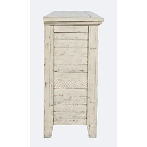 Rustic Shores 54\" Coastal Distressed Acacia Four-Door Credenza Cabinet