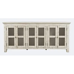 Rustic Shores 70\" Coastal Distressed Acacia Six-Door Sideboard Cabinet