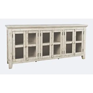Rustic Shores 70\" Coastal Distressed Acacia Six-Door Sideboard Cabinet