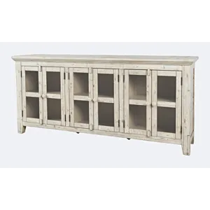 Rustic Shores 70\" Coastal Distressed Acacia Six-Door Sideboard Cabinet