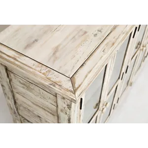 Rustic Shores 70\" Coastal Distressed Acacia Six-Door Accent Cabinet