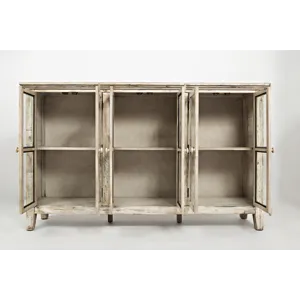 Rustic Shores 70\" Coastal Distressed Acacia Six-Door Accent Cabinet