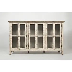 Rustic Shores 70\" Coastal Distressed Acacia Six-Door Accent Cabinet