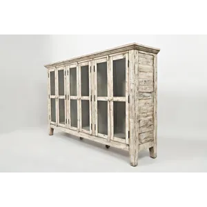 Rustic Shores 70\" Coastal Distressed Acacia Six-Door Accent Cabinet