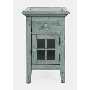 Rustic Shores Distressed Acacia USB Charging Chairside End Table